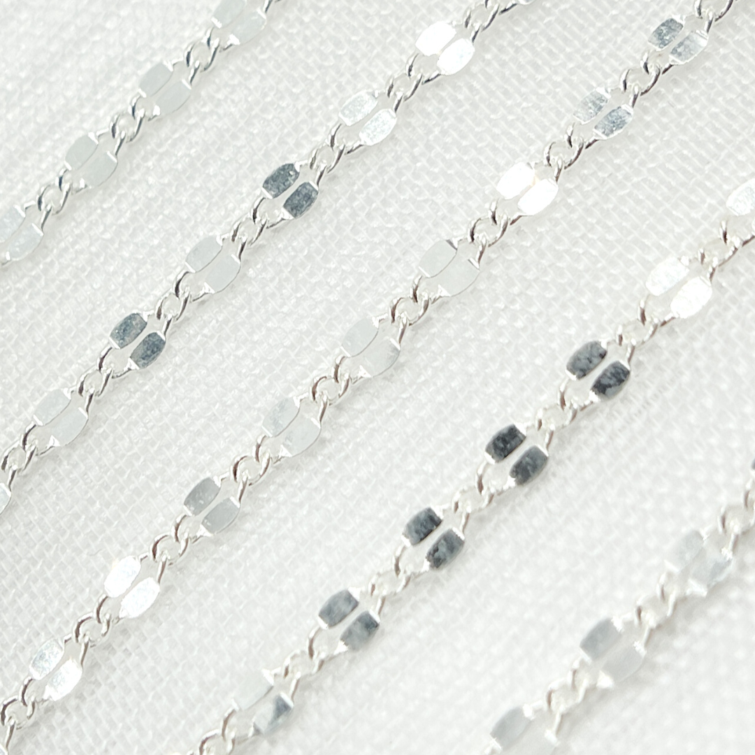 V185SS. Sterling Silver Flat Marina Link Chain