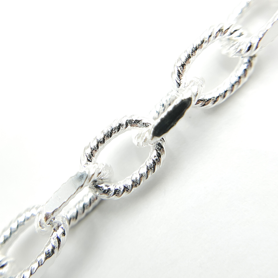 925 Sterling Silver Twisted & Flat Oval Link Chain. V83SS