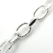 925 Sterling Silver Twisted & Flat Oval Link Chain. 