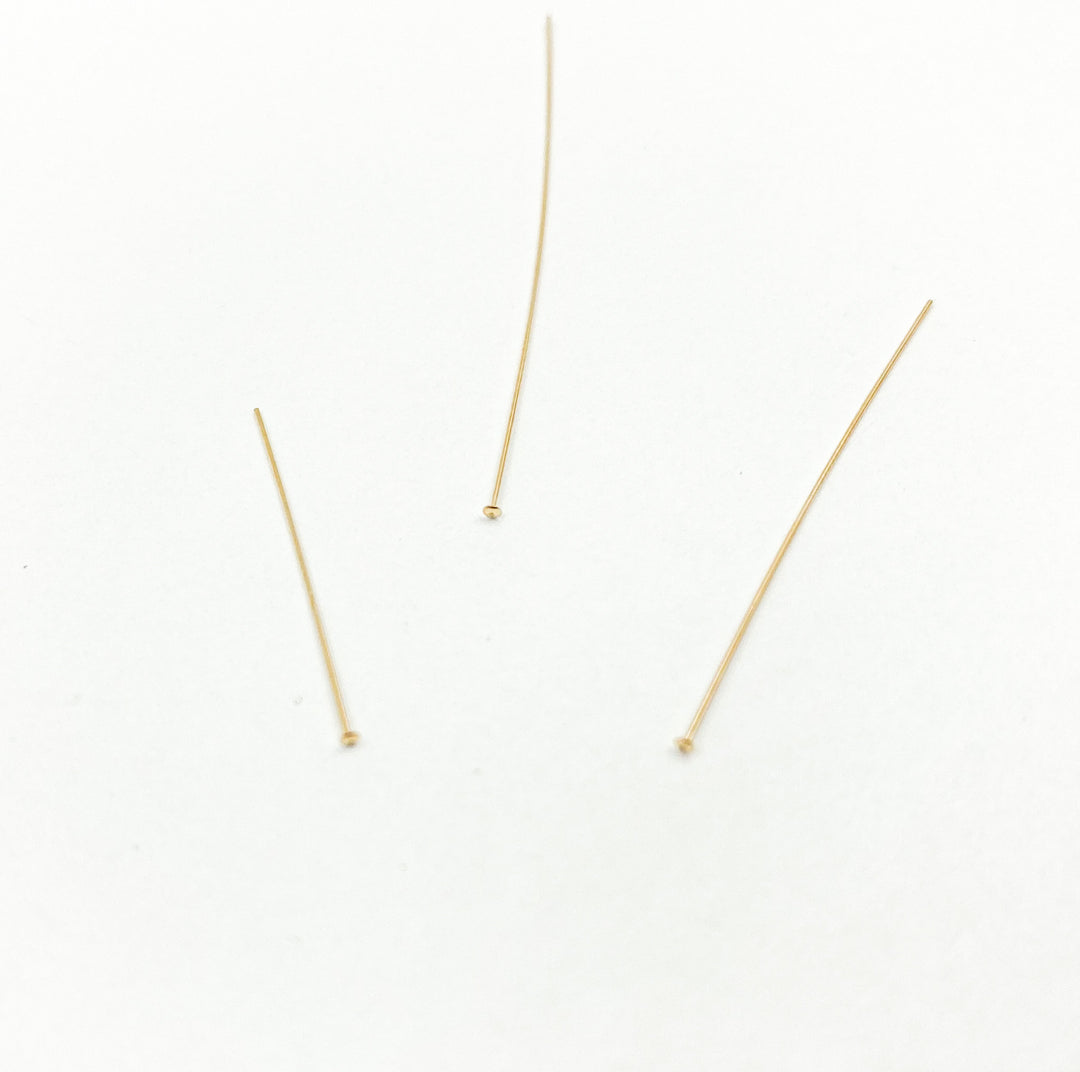 14K Gold Filled Flat Headpin 26 Gauge 1, 1.5 & 2 inch. HPGF26