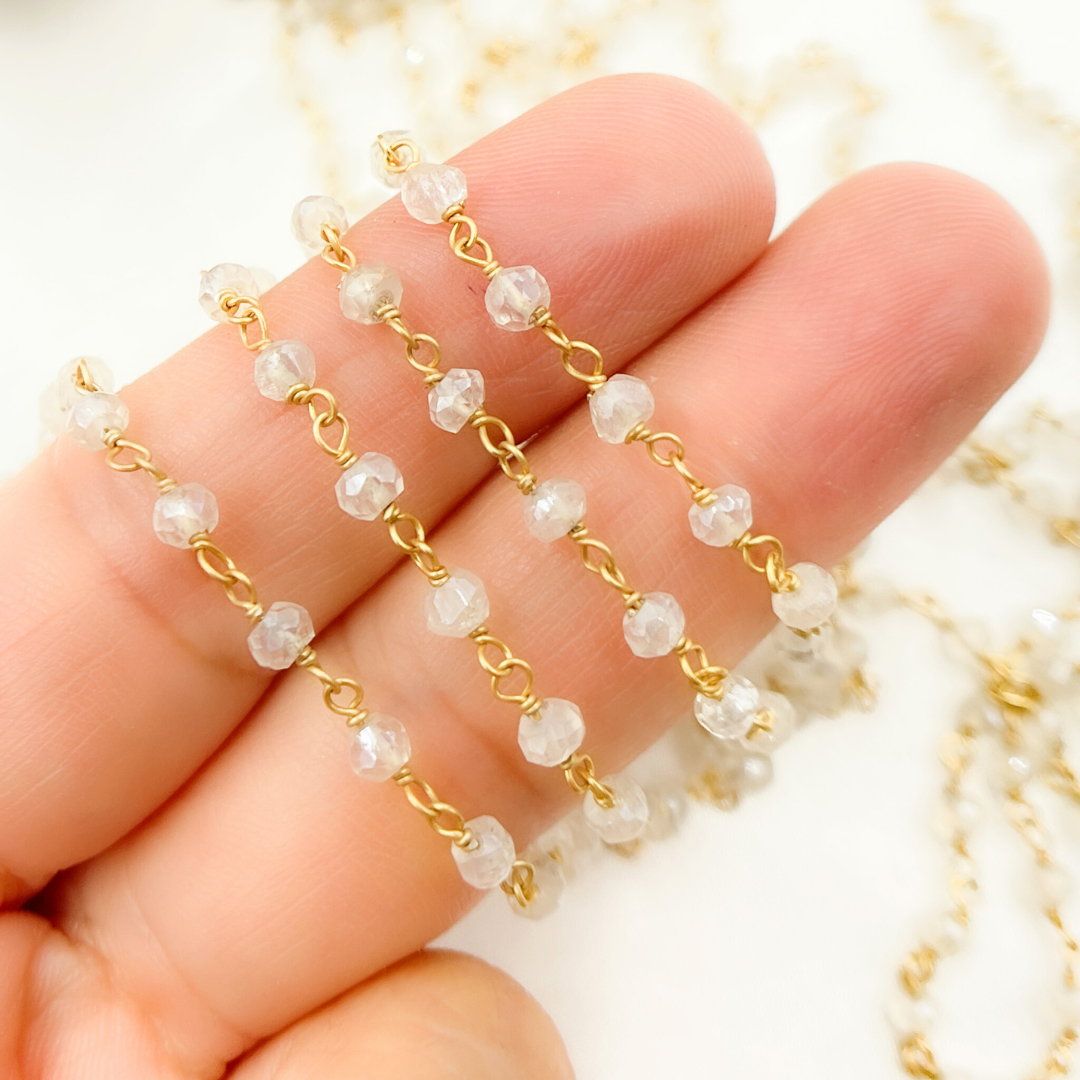 Coated White Topaz Gold Plated Wire Chain
