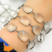 Crystal Rectangle Shape Bezel Oxidized Wire Chain