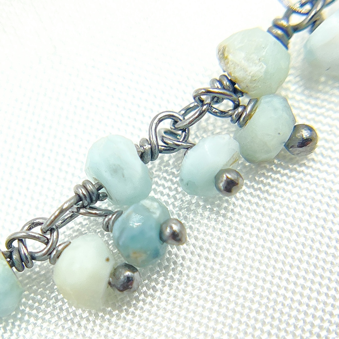 Larimar Cluster Dangle Oxidized Wire Chain.