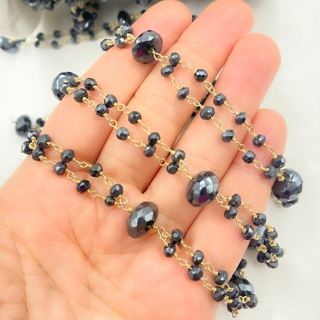 Coated Black Spinel Gold Plated Wire Chain