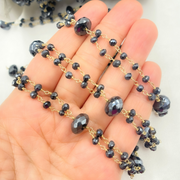 Coated Black Spinel Gold Plated Wire Chain