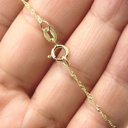 14K Solid Two Tone Gold Singapore Chain