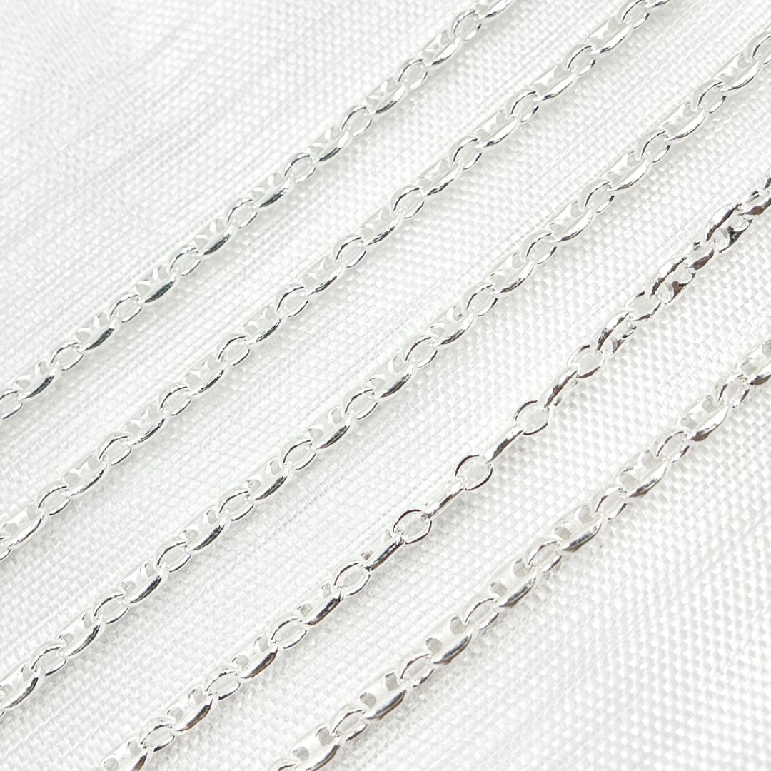 925 Sterling Silver Marina and Cable Link Chain