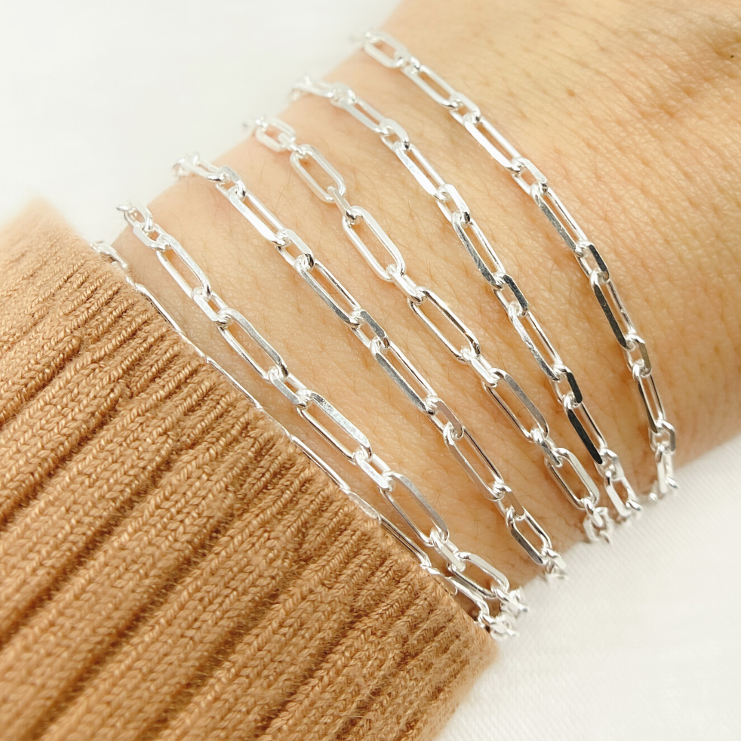 Sterling Silver Diamond Cut Paperclip Link Chain