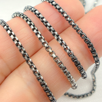 Load image into Gallery viewer, Black Rhodium &amp; White 925 Sterling Silver Diamond Cut Box Chain. X9ND
