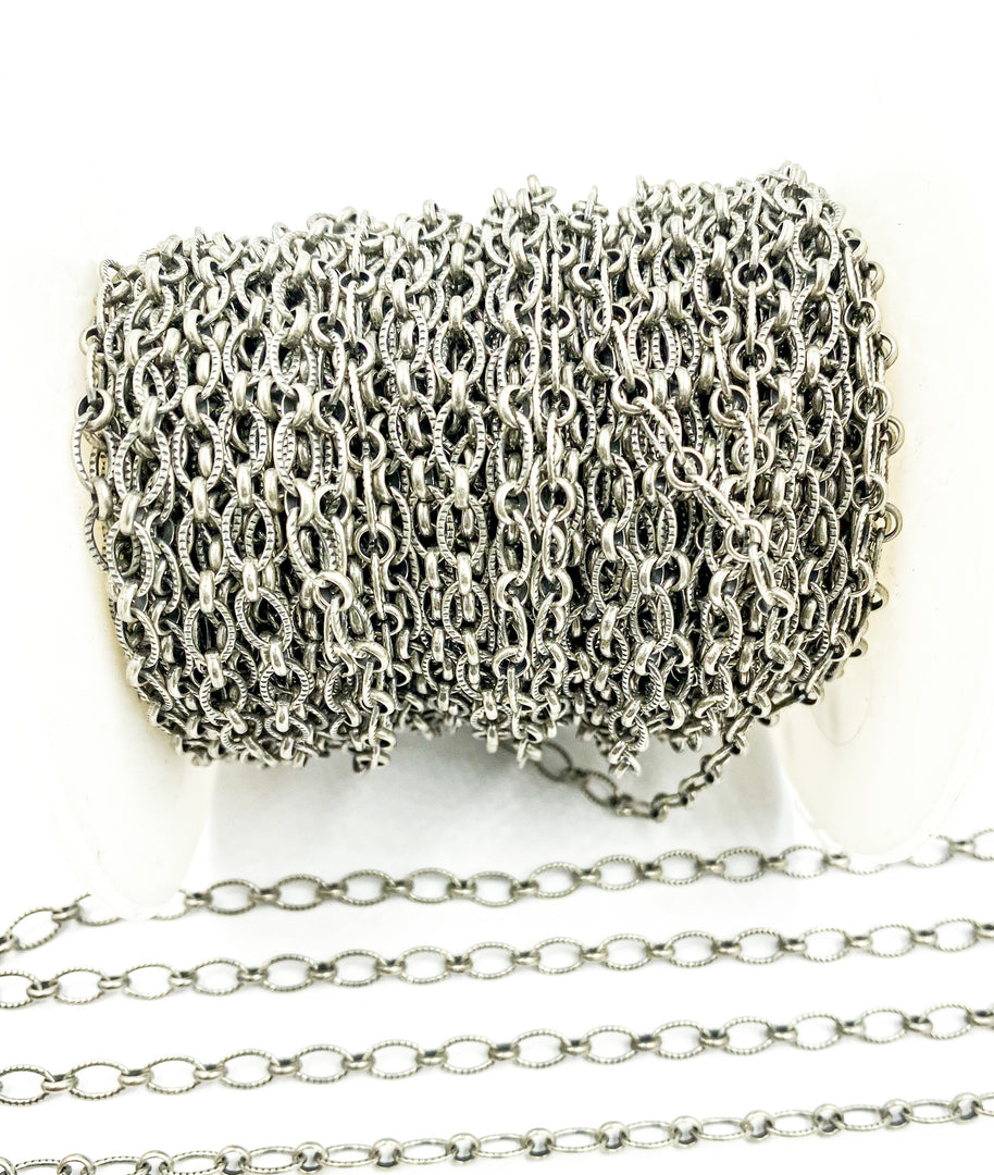 Oxidized 925 Sterling Silver Oval & Round Link Chain. 944LOX