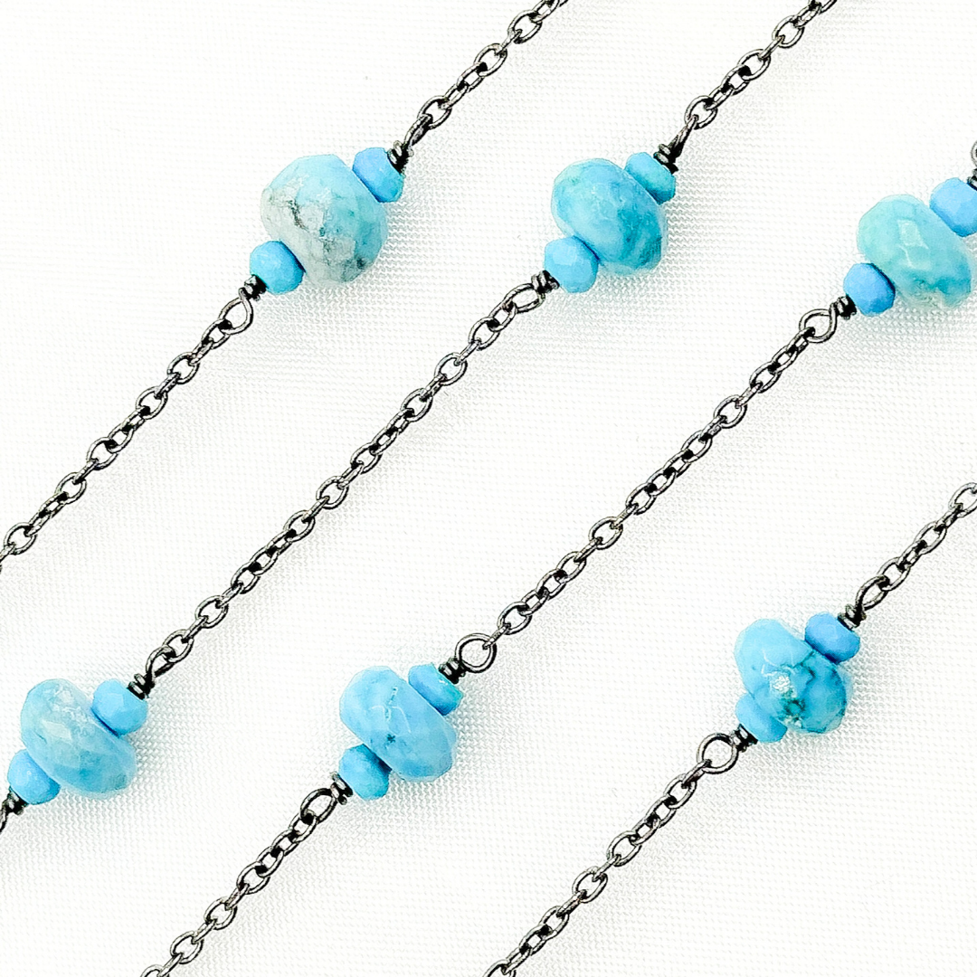 Turquoise Oxidized Connected Wire Chain.
