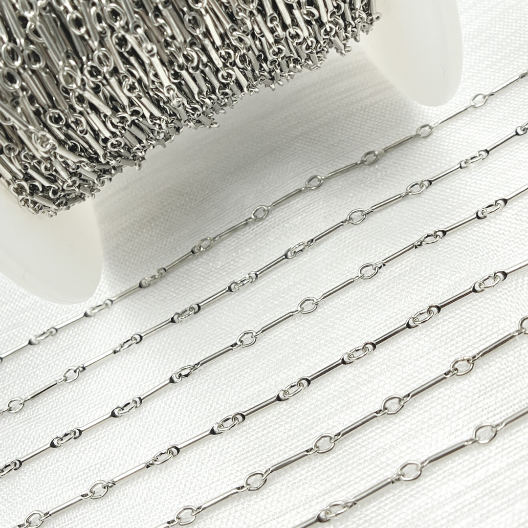 Oxidized Sterling Silver Fancy Bar Chain