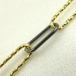 Load image into Gallery viewer, Gold Plated &amp; Black Rhodium 925 Sterling Silver Diamond Cut &amp; Smooth Paperclip Chain. V3GB1
