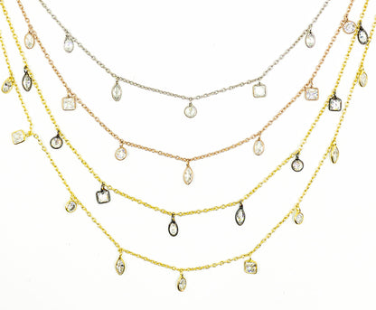 Mix Shape Cubic Zirconia Dangle Chain