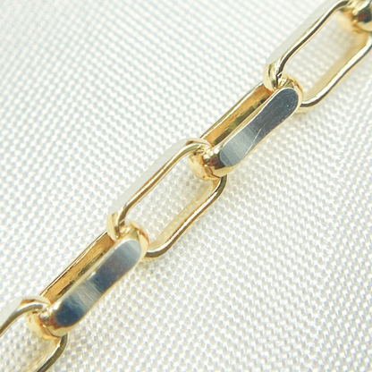 Gold Plated 925 Sterling Silver Flat Oval Link Chain. 