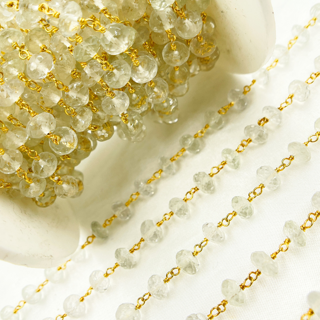 Crystal Rondel Gold Plated Wire Chain