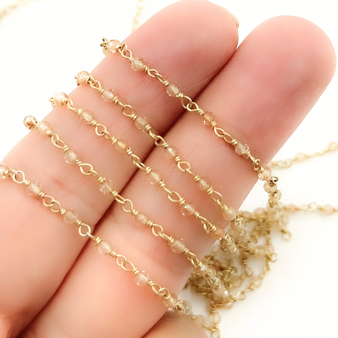 Coated Crystal Gold Plated Wire Chain. CR29