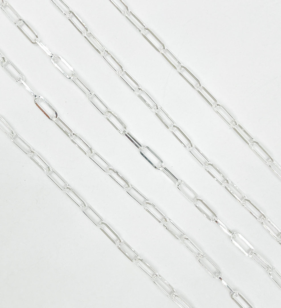 925 Sterling Silver Flat Paperclip Chain. V11SS