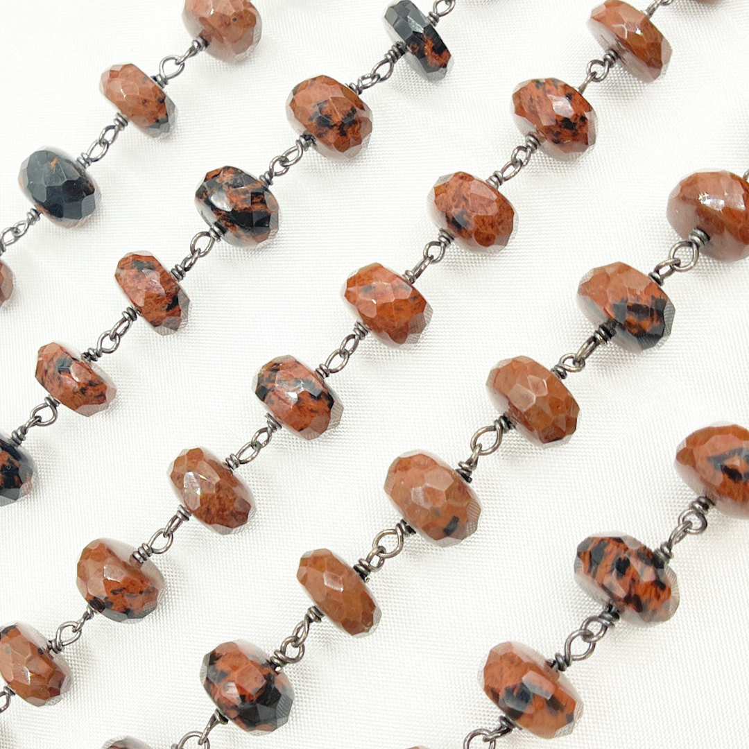 Jasper Oxidized 925 Sterling Silver Wire Chain. JAS1