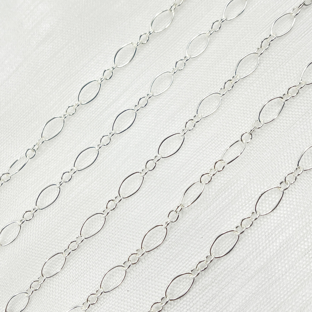 738SS. 925 Sterling Silver Oval and Round Link Chain