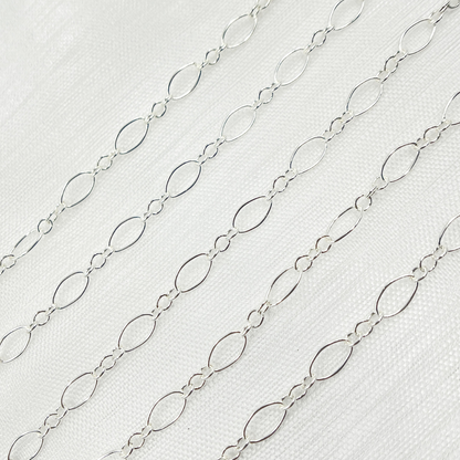 738SS. 925 Sterling Silver Oval and Round Link Chain