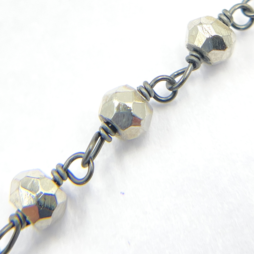 Steel Pyrite Black Rhodium 925 Sterling Silver Wire Chain