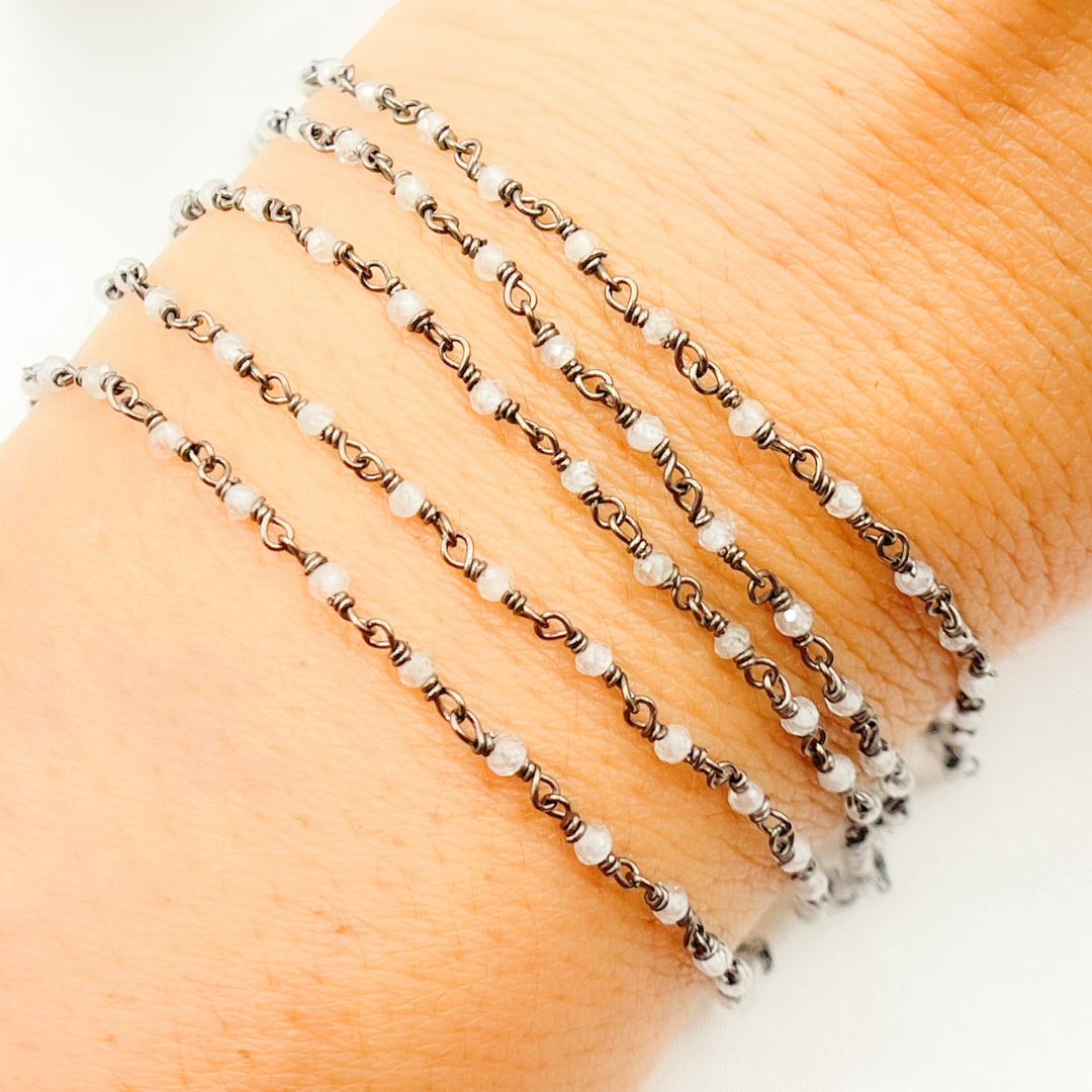 White Zircon Oxidized Wire Chain