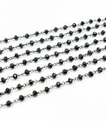 Load image into Gallery viewer, Black Spinel Wire Wrap Chain made with Black Rhodium 925 Sterling Silver. BSP15
