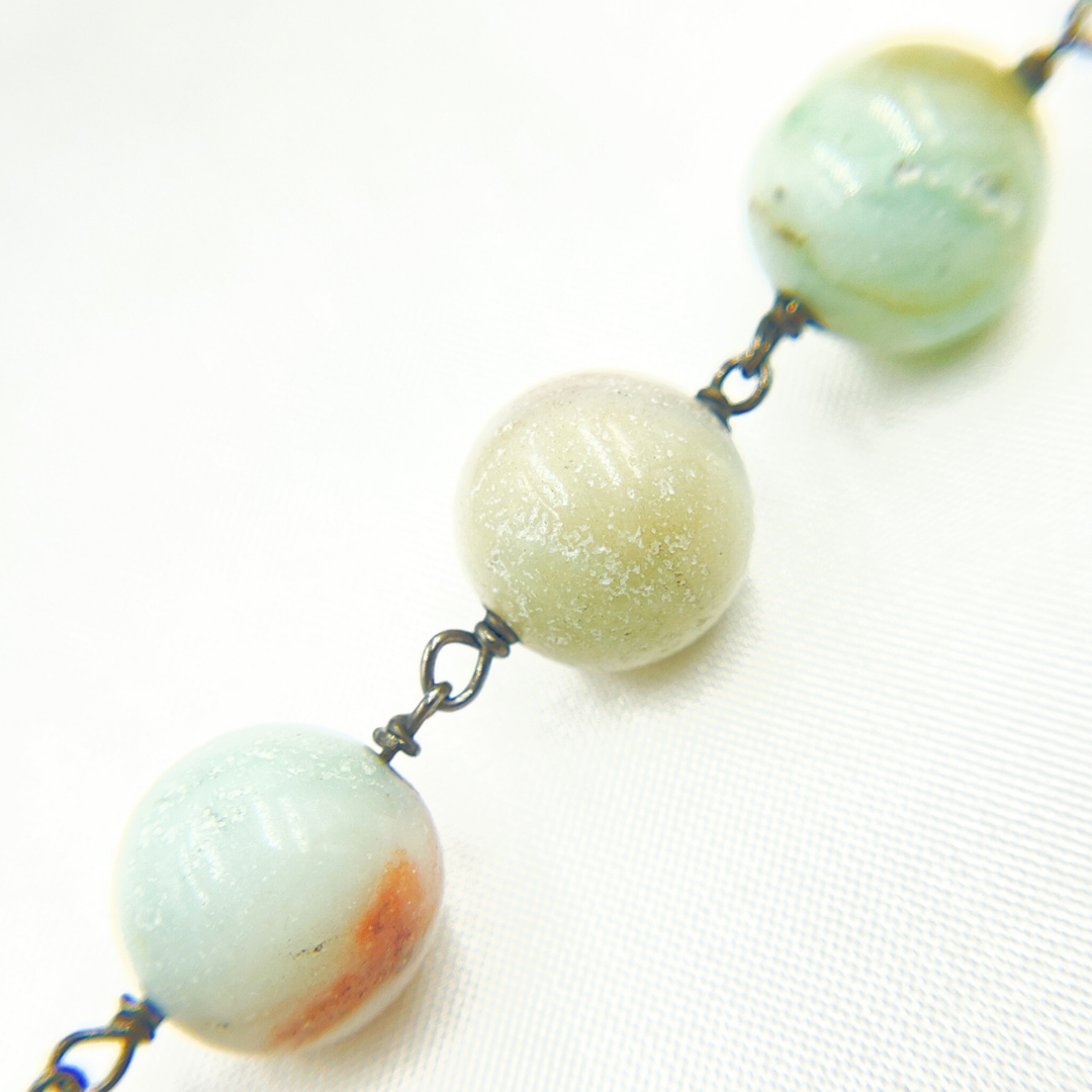 Peruvian Opal Round Shape Oxidized Wire Chain. PO8