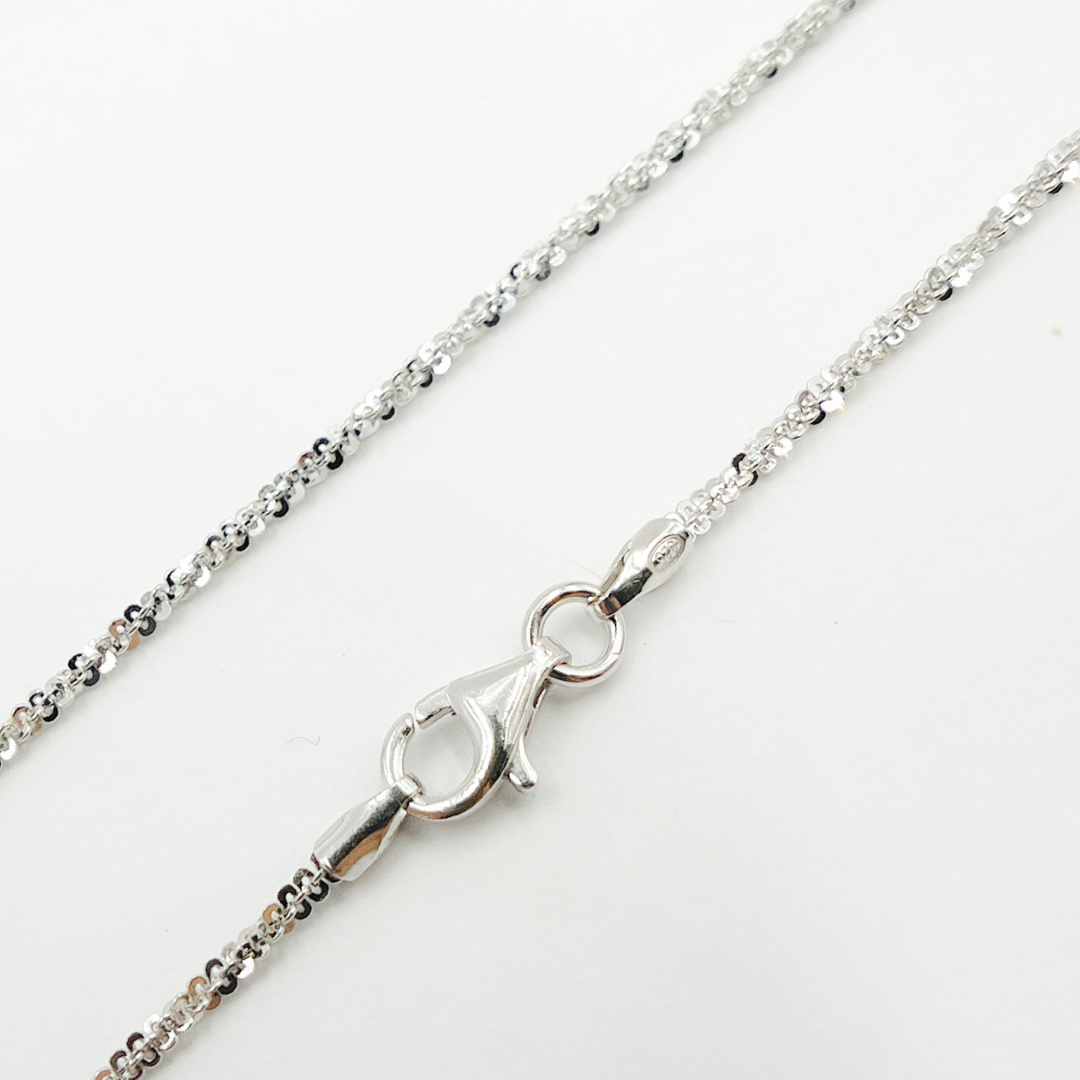 925 Sterling Silver Sparkle Glitter Margarita Diamond Cut Necklace Chain. 23Necklace