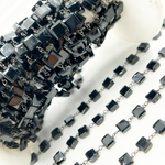 Load image into Gallery viewer, Black Spinel Square Shape Oxidized Wire Chain. BSP47
