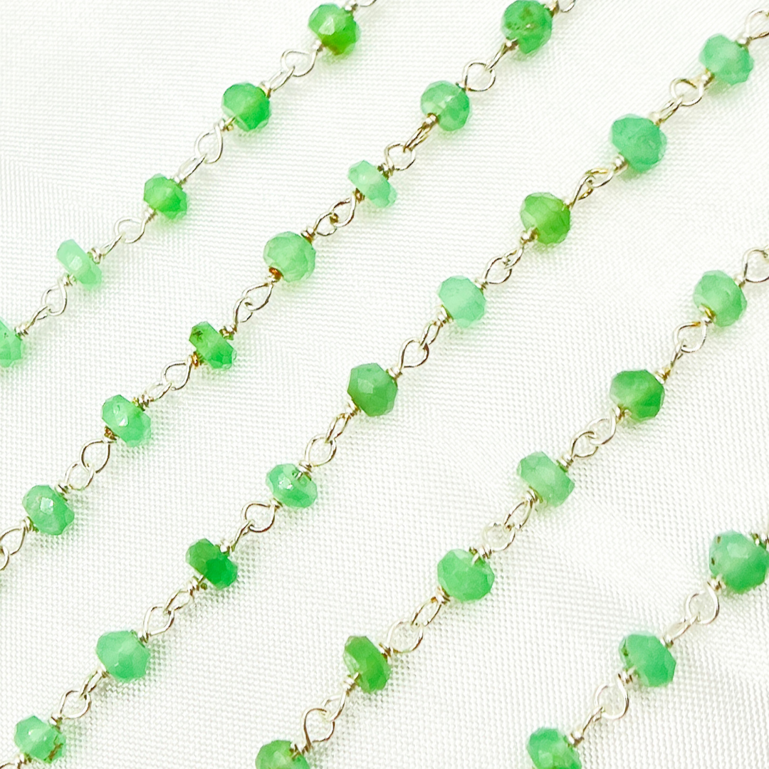 Chrysoprase Sterling Silver Wire Chain