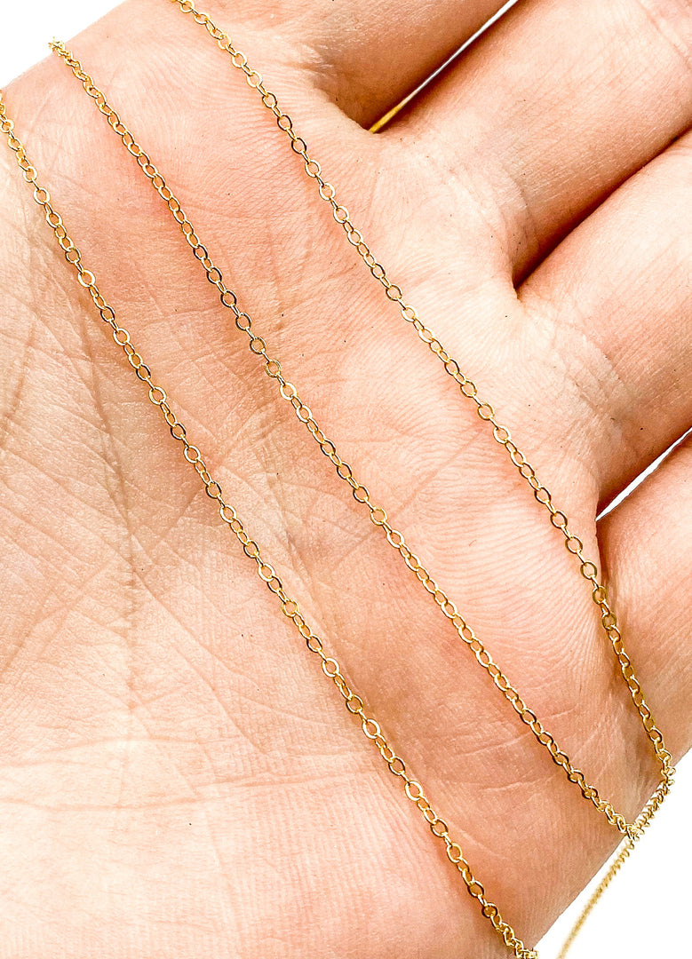 14k Gold Filled 1.6x1.2mm Flat Link Cable Chain. 1025FGF