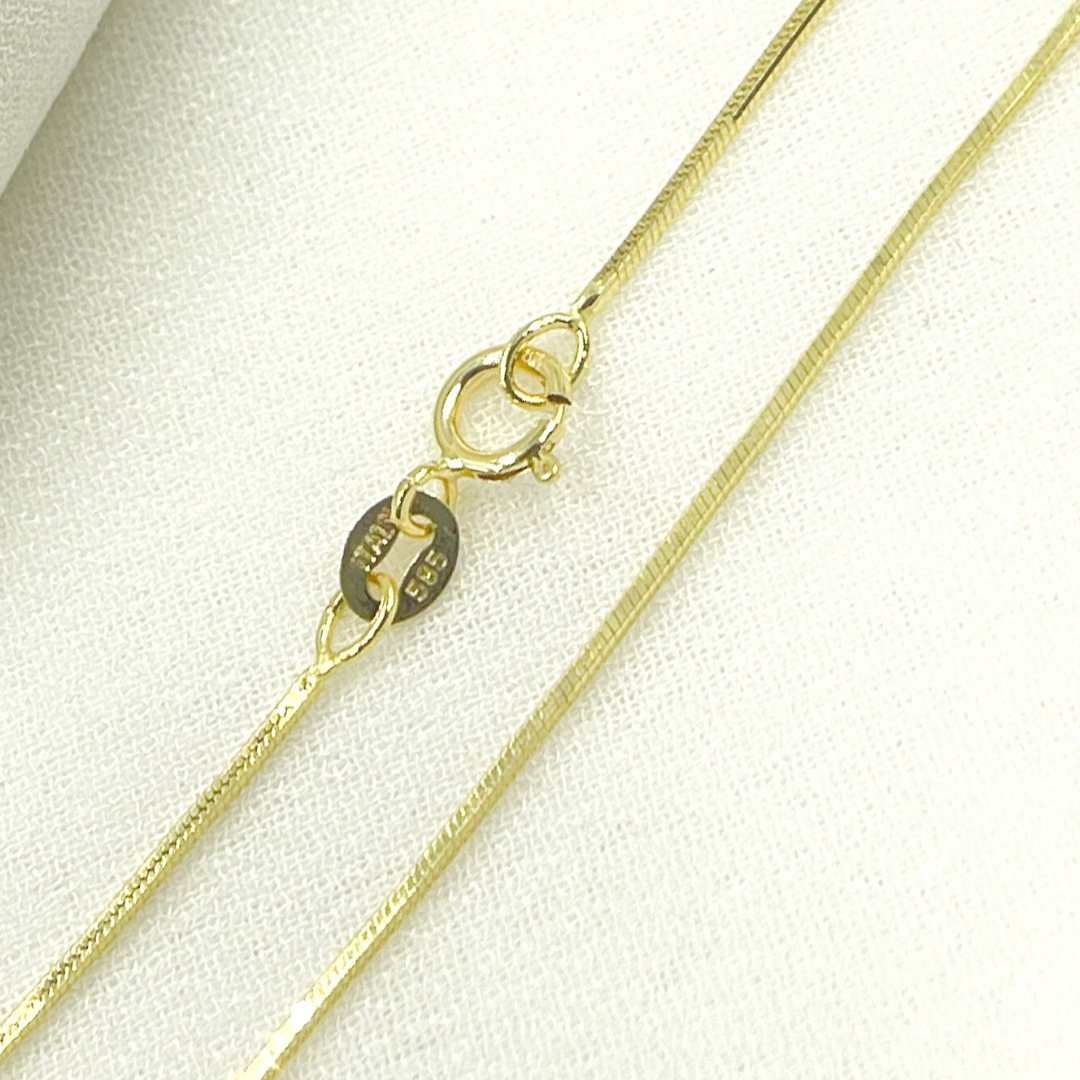 14K Solid Yellow Gold Snake Box Necklace