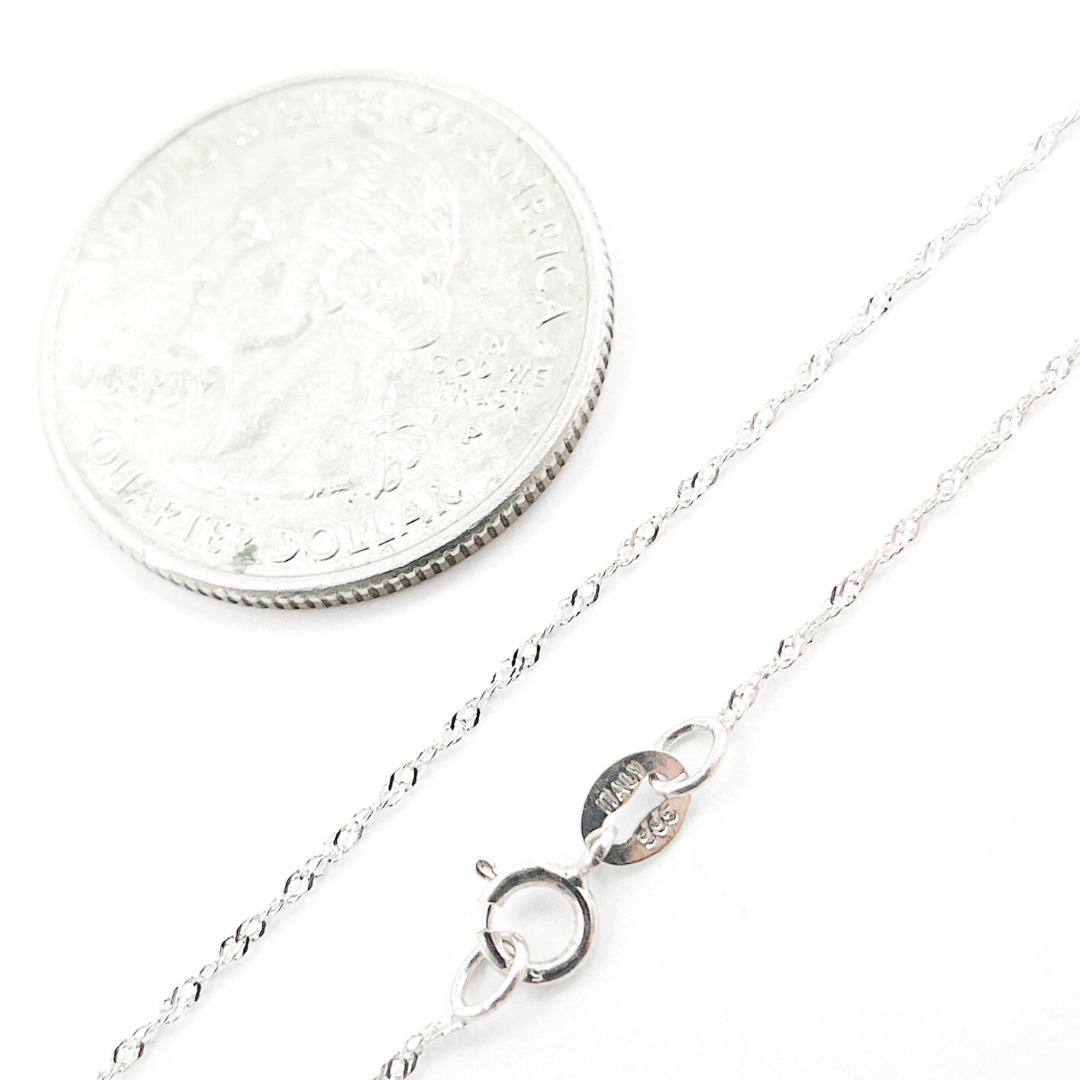 14K Solid White Gold Singapore Chain