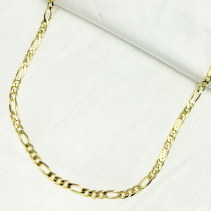 14k Solid Yellow Gold Flat Figaro Chain