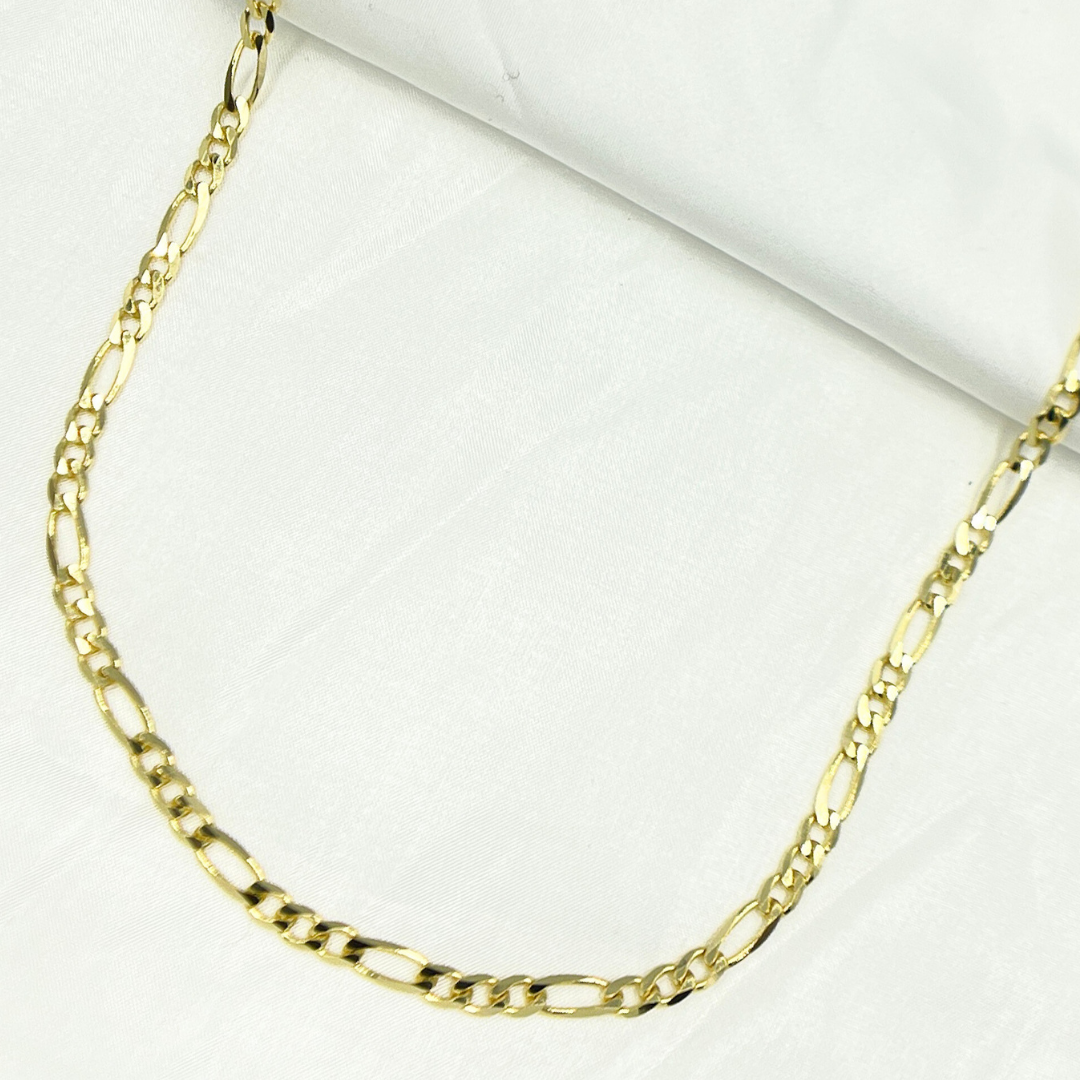 120GA3BGT2A8L001. 14k Solid Yellow Gold Flat Figaro Chain