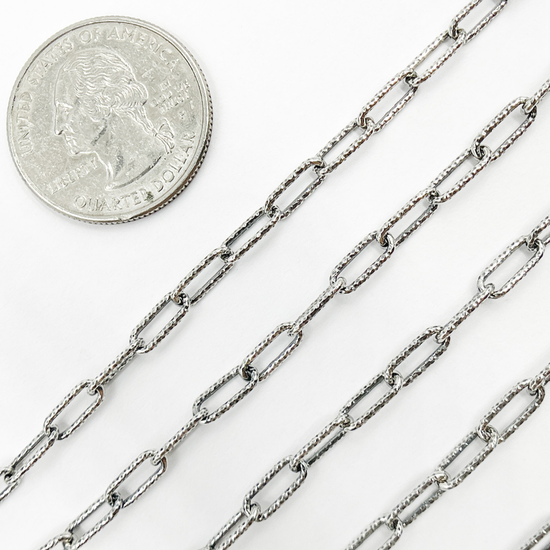 Oxidized Sterling Silver Diamond Cut Paperclip Chain