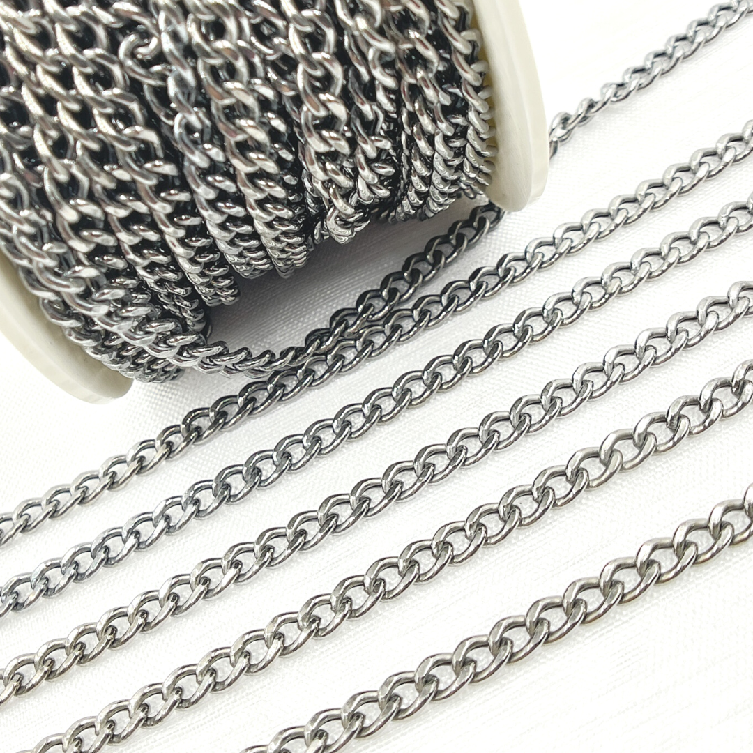 Oxidized Sterling Silver Curb Link Chain