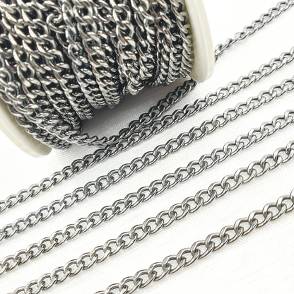 Oxidized Sterling Silver Curb Link Chain