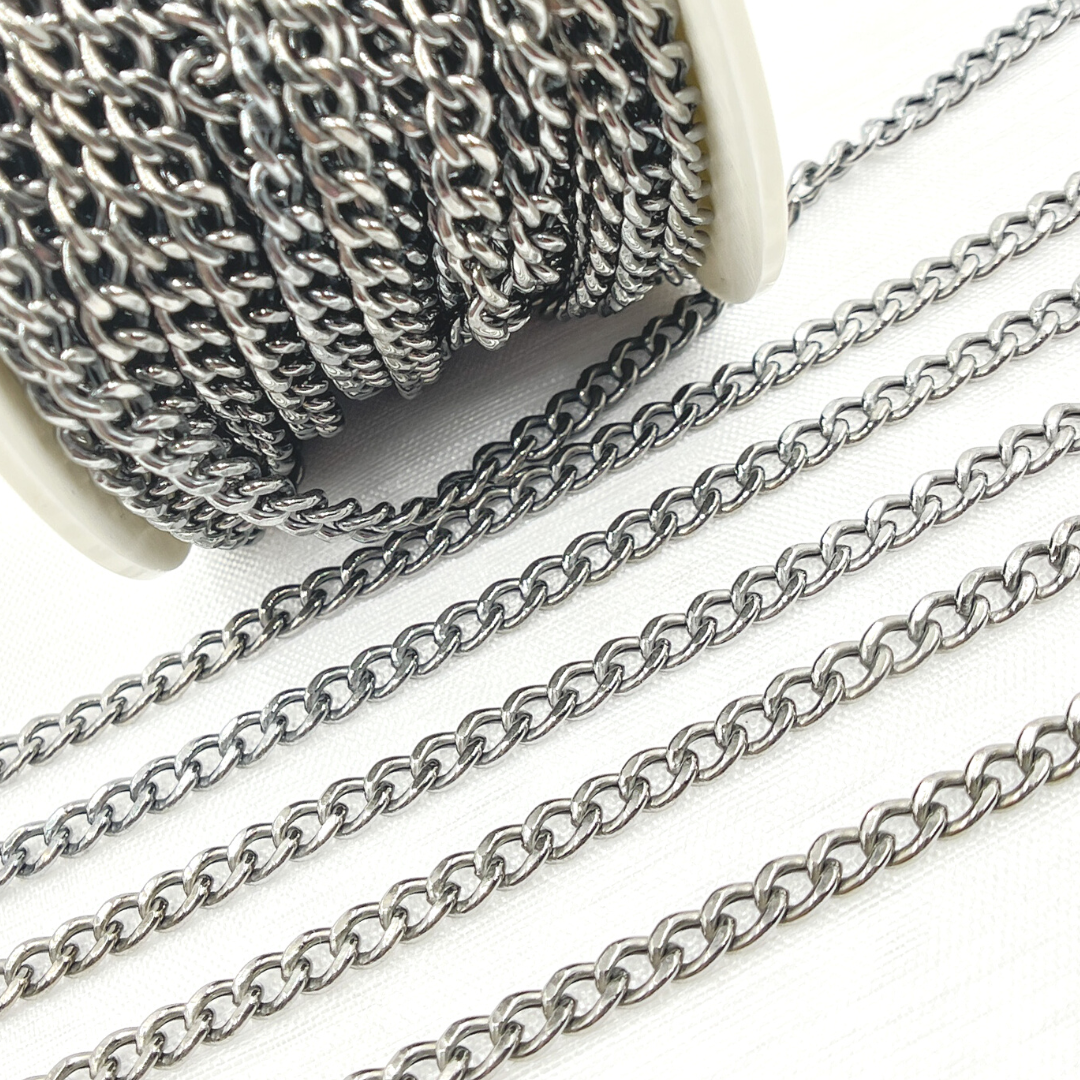 Oxidized 925 Sterling Silver Curb Link Chain. V44OX