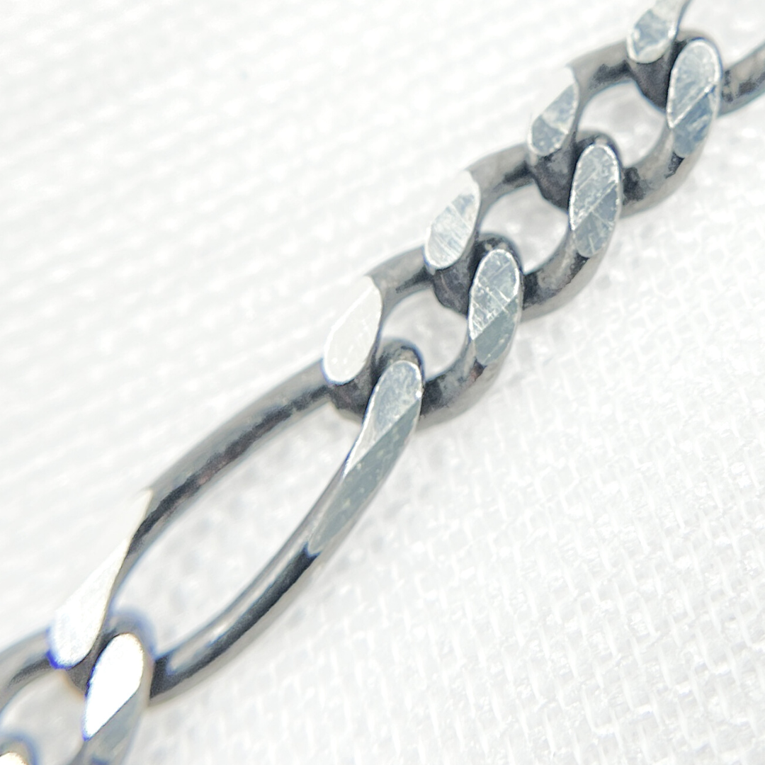 Black Rhodium & Sterling Silver Figaro Link Chain