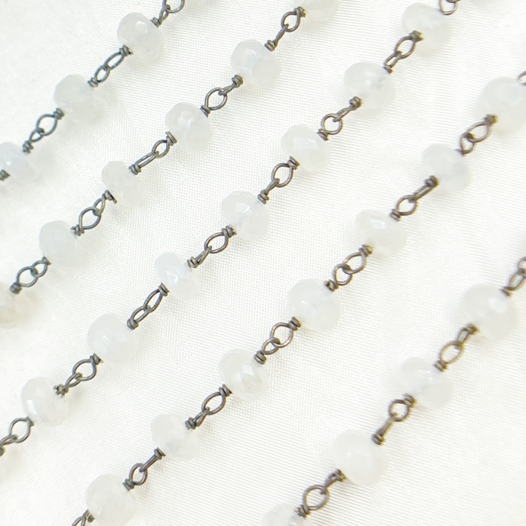 Coated Natural Chalcedony Oxidized Wire Chain