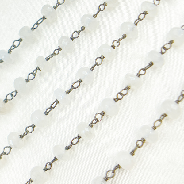 Coated Natural Chalcedony Oxidized Wire Chain
