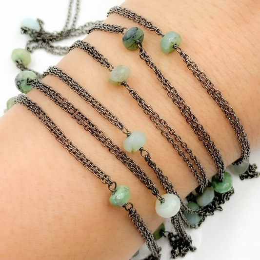 Peruvian Opal Double Oxidized Connected Wire Chain