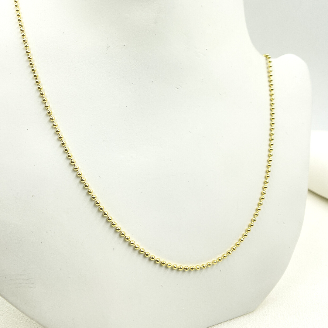 14k Solid Yellow Gold Bead Chain