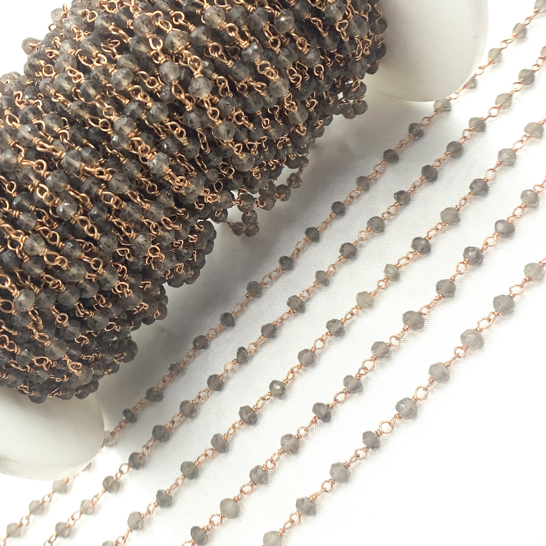 Smoky Quartz Rose Gold Plated Wire Chain