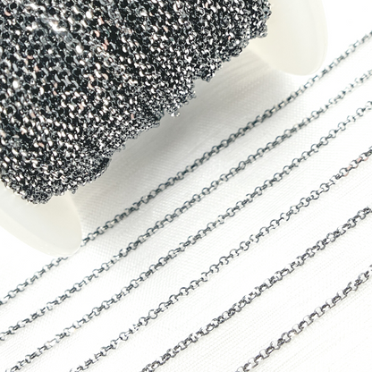 Black Rhodium & White Sterling Silver Rolo Chain