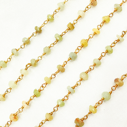 Coated Cats Eye Gold Plated Wire Chain