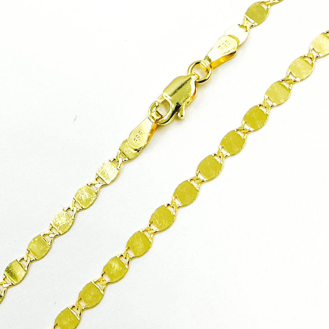 040FV1BP26. 14K Solid Gold Diamond Cut Marina Chain